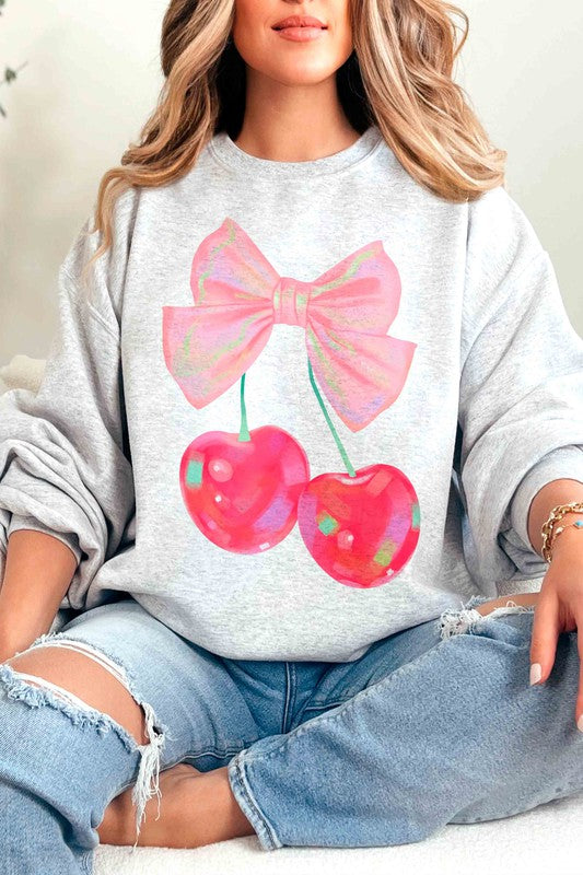 RETRO CHERRY WITH RIBBON Graphic Sweatshirt