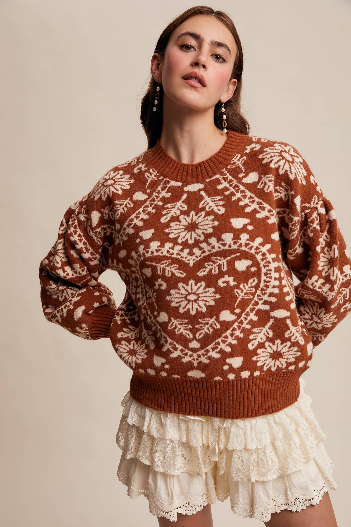 Cross My Heart Jacquard Knit Sweater