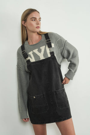 Just Snappy Denim Overall Dress