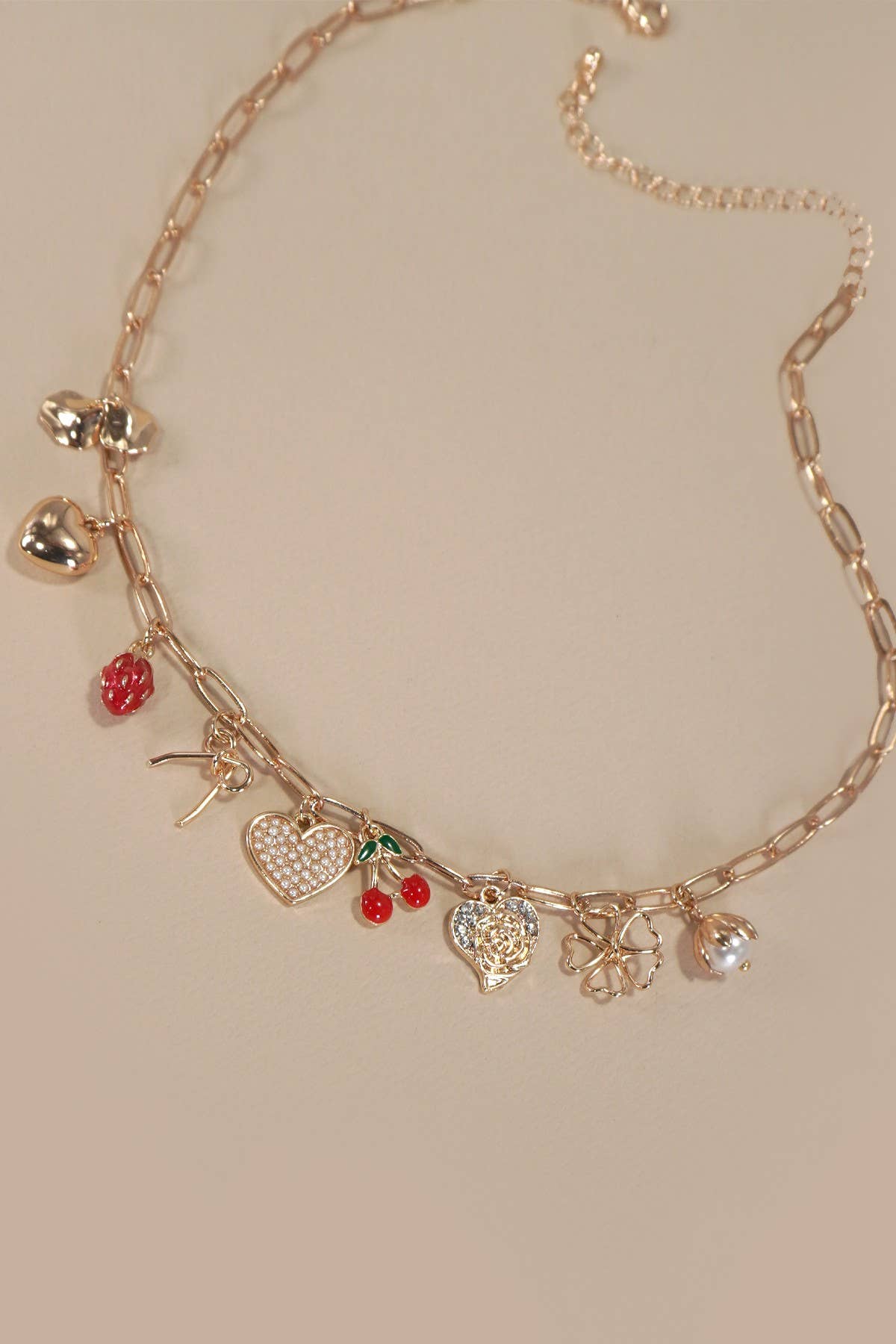 Cherry Bow Heart Necklace