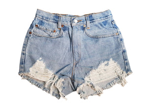 High-Rise Upcycled Denim Cutoff Shorts - Frayed