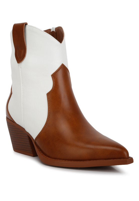 Texas Two Step Brown and Ivory Ankle Boot