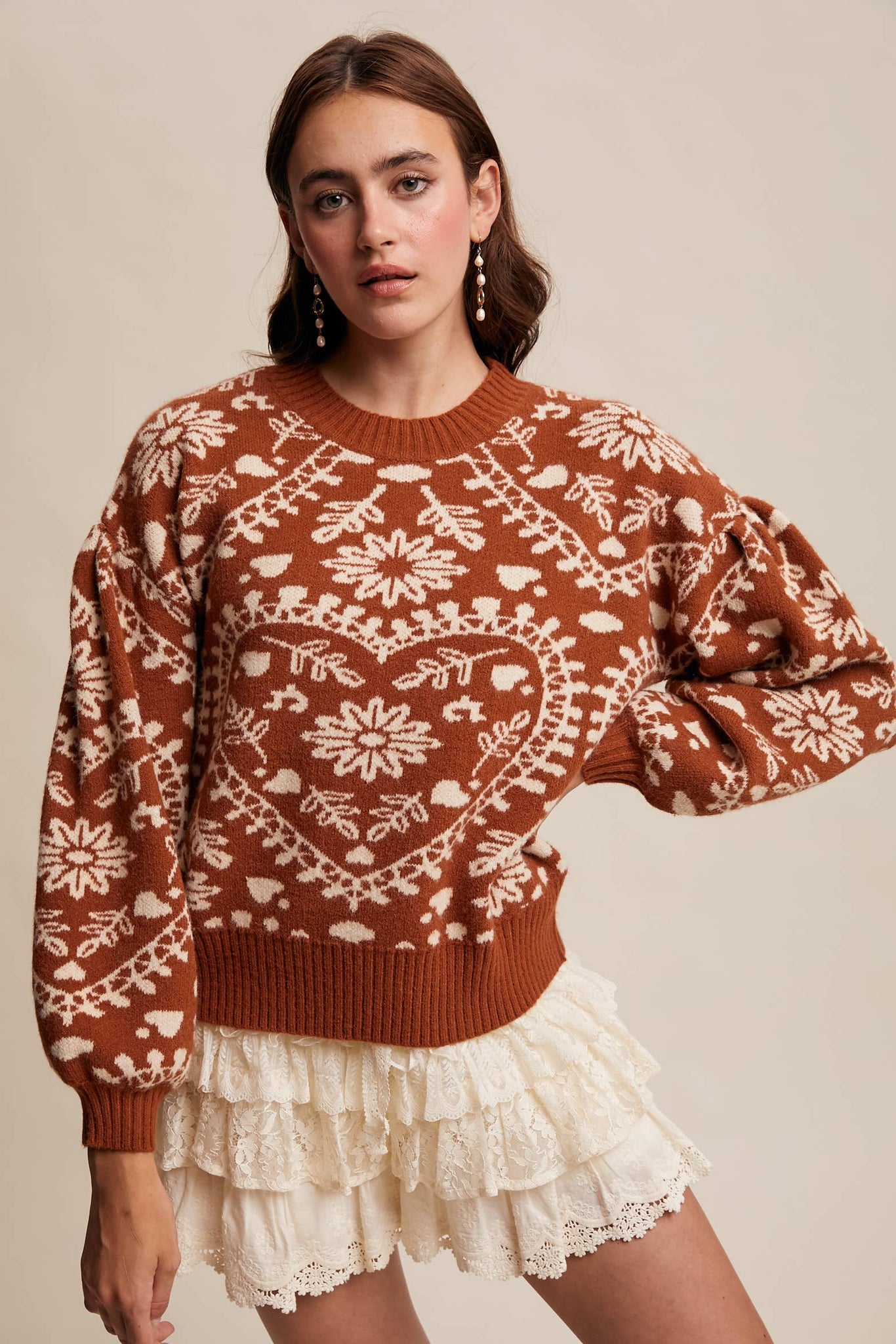 Cross My Heart Jacquard Knit Sweater