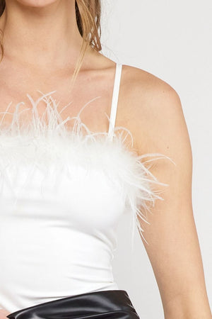 Fearless Feather Trimmed Bodysuit