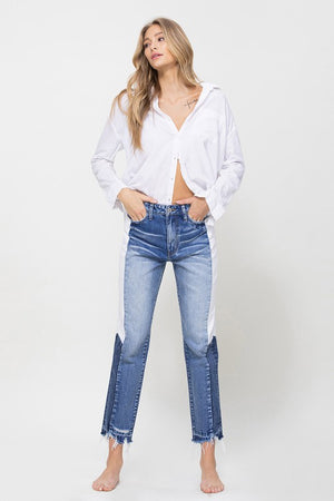 High Rise Straight Crop Denim