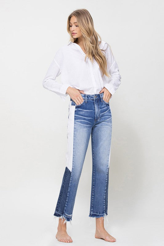 High Rise Straight Crop Denim