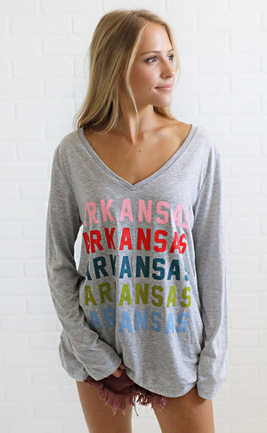 Charlie Southern Arkansas Rainbow Repeat Long Sleeve Tee