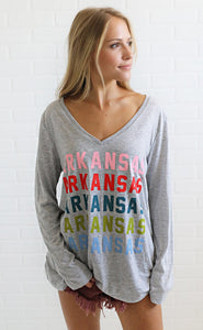 Charlie Southern Arkansas Rainbow Repeat Long Sleeve Tee