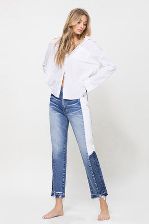 High Rise Straight Crop Denim