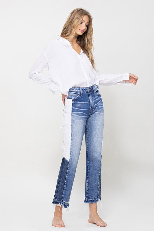 High Rise Straight Crop Denim