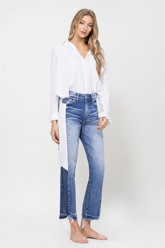 High Rise Straight Crop Denim