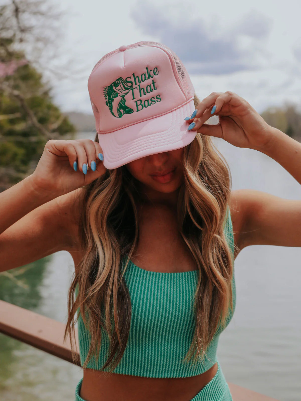 Shake That Bass Trucker Hat in Pink