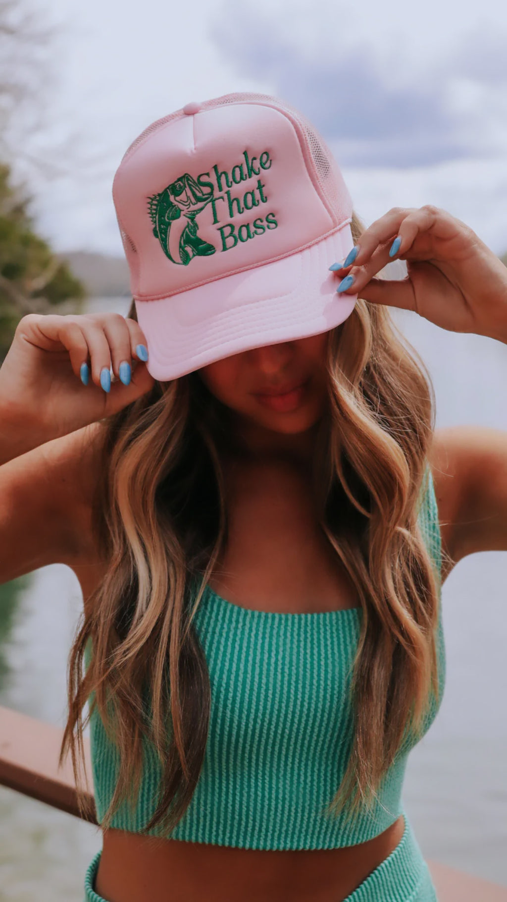 Shake That Bass Trucker Hat in Pink